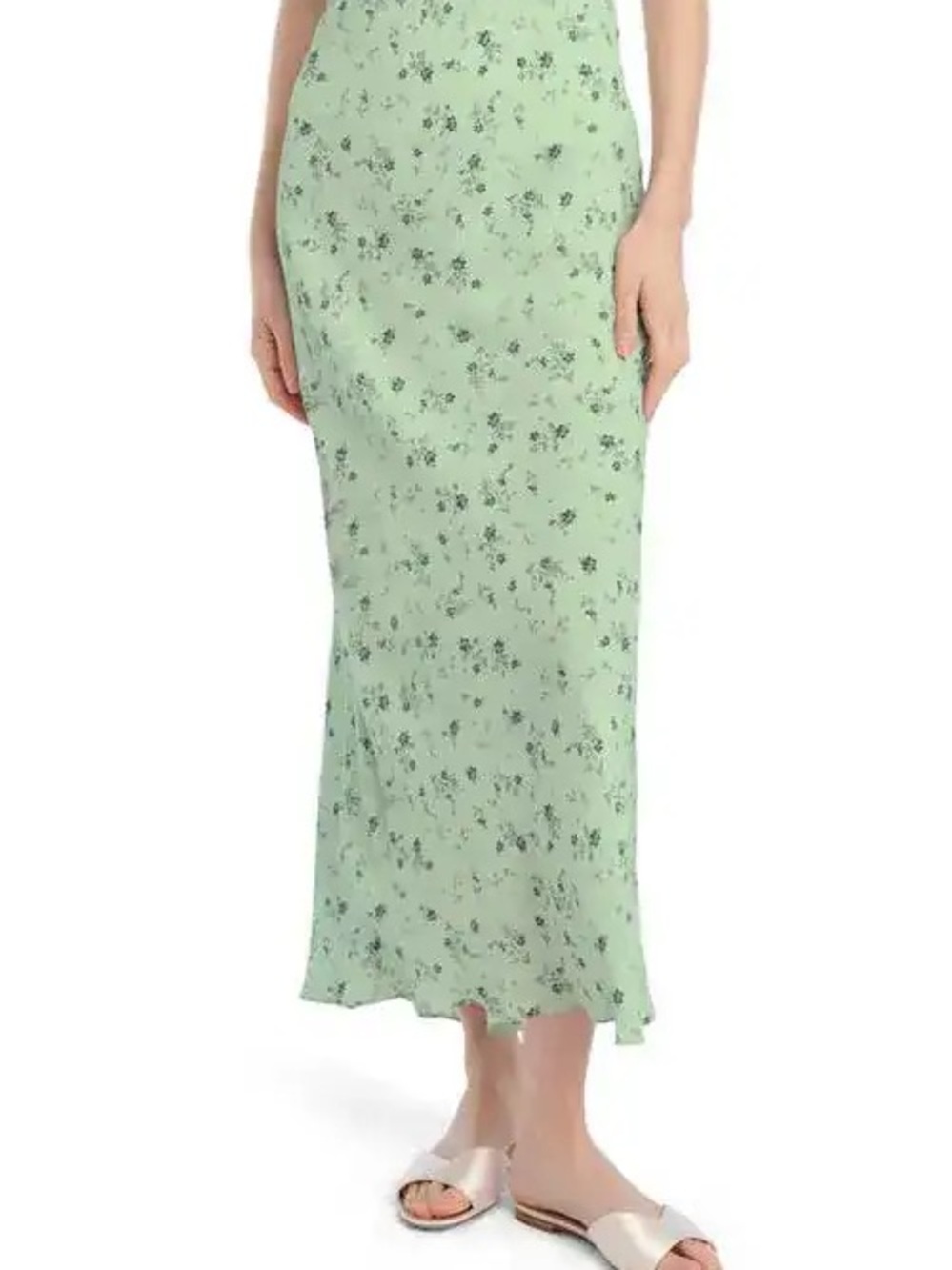 Favorite Daughter Mint Floral Maxi Slip Skirt